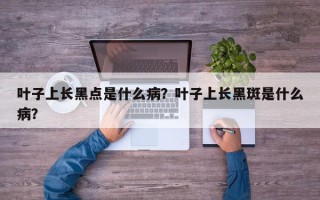 叶子上长黑点是什么病？叶子上长黑斑是什么病？