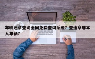 车辆违章查询全国免费查询系统？查违章非本人车辆？