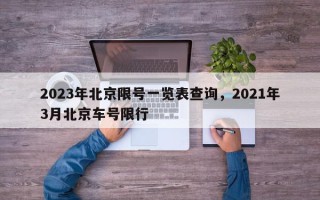 2023年北京限号一览表查询，2021年3月北京车号限行