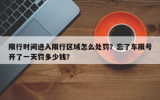 限行时间进入限行区域怎么处罚？忘了车限号开了一天罚多少钱？