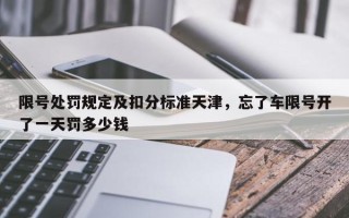 限号处罚规定及扣分标准天津，忘了车限号开了一天罚多少钱