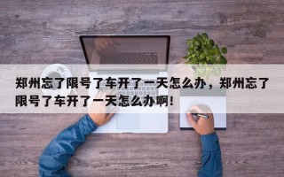 郑州忘了限号了车开了一天怎么办，郑州忘了限号了车开了一天怎么办啊！