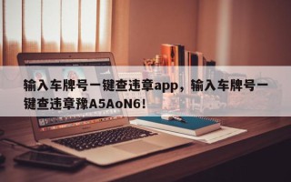 输入车牌号一键查违章app，输入车牌号一键查违章豫A5AoN6！