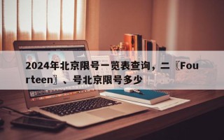 2024年北京限号一览表查询，二〖Fourteen〗、号北京限号多少