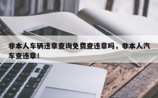 非本人车辆违章查询免费查违章吗，非本人汽车查违章！