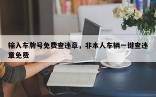 输入车牌号免费查违章，非本人车辆一键查违章免费