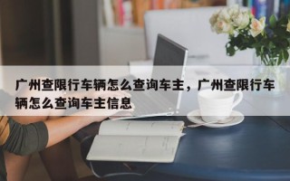 广州查限行车辆怎么查询车主，广州查限行车辆怎么查询车主信息