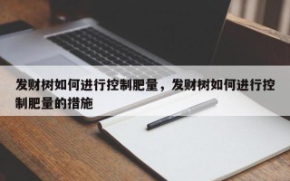 发财树如何进行控制肥量，发财树如何进行控制肥量的措施