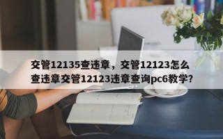 交管12135查违章，交管12123怎么查违章交管12123违章查询pc6教学？