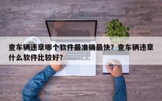 查车辆违章哪个软件最准确最快？查车辆违章什么软件比较好？