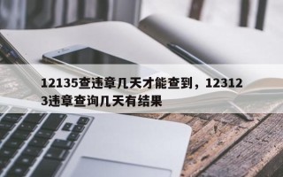 12135查违章几天才能查到，123123违章查询几天有结果