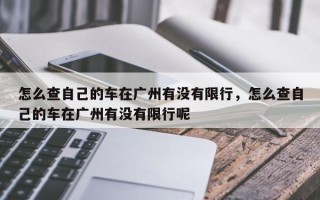怎么查自己的车在广州有没有限行，怎么查自己的车在广州有没有限行呢