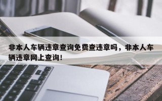 非本人车辆违章查询免费查违章吗，非本人车辆违章网上查询！