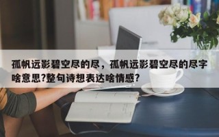 孤帆远影碧空尽的尽，孤帆远影碧空尽的尽字啥意思?整句诗想表达啥情感?