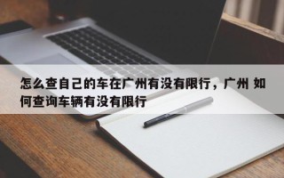 怎么查自己的车在广州有没有限行，广州 如何查询车辆有没有限行