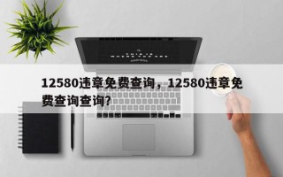 12580违章免费查询，12580违章免费查询查询？