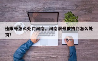 违限号怎么处罚河南，河南限号被拍到怎么处罚？