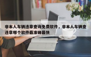 非本人车辆违章查询免费软件，非本人车辆查违章哪个软件最准确最快