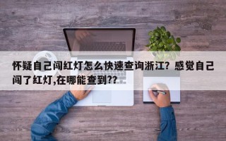 怀疑自己闯红灯怎么快速查询浙江？感觉自己闯了红灯,在哪能查到?？