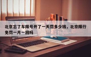北京忘了车限号开了一天罚多少钱，北京限行免罚一月一回吗