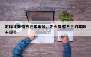 怎样才知道自己车限号，怎么知道自己的车限不限号