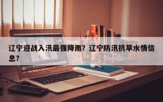 辽宁迎战入汛最强降雨？辽宁防汛抗旱水情信息？