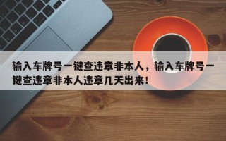 输入车牌号一键查违章非本人，输入车牌号一键查违章非本人违章几天出来！