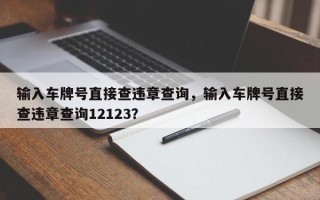 输入车牌号直接查违章查询，输入车牌号直接查违章查询12123？
