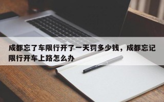 成都忘了车限行开了一天罚多少钱，成都忘记限行开车上路怎么办