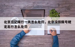 北京忘记限行一天怎么处罚，北京没按限号规定出行怎么处罚