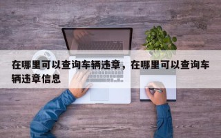 在哪里可以查询车辆违章，在哪里可以查询车辆违章信息